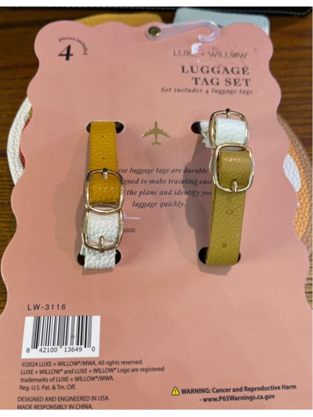 Women's Luxe + Willow Travel Bag Luggage Tag Set One Size White Orange - Picture 3 of 5